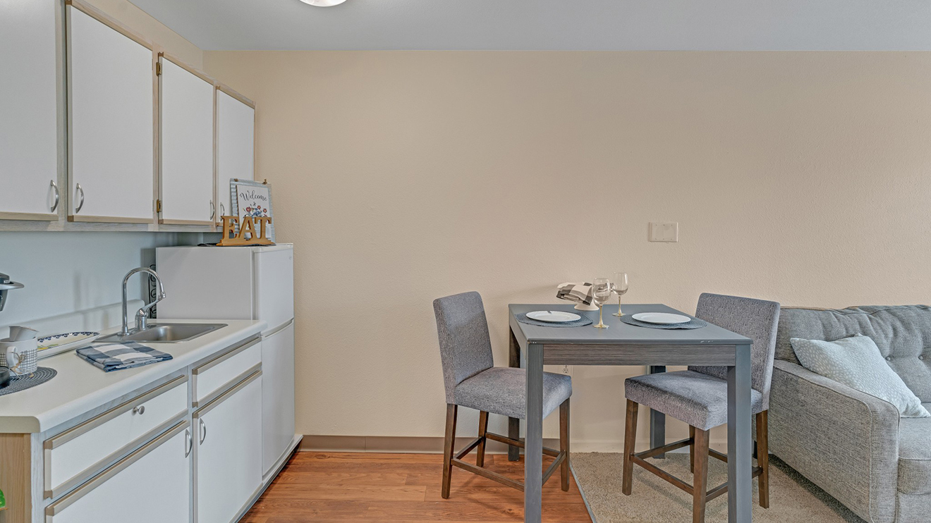 Apartment kitchenette and dining room