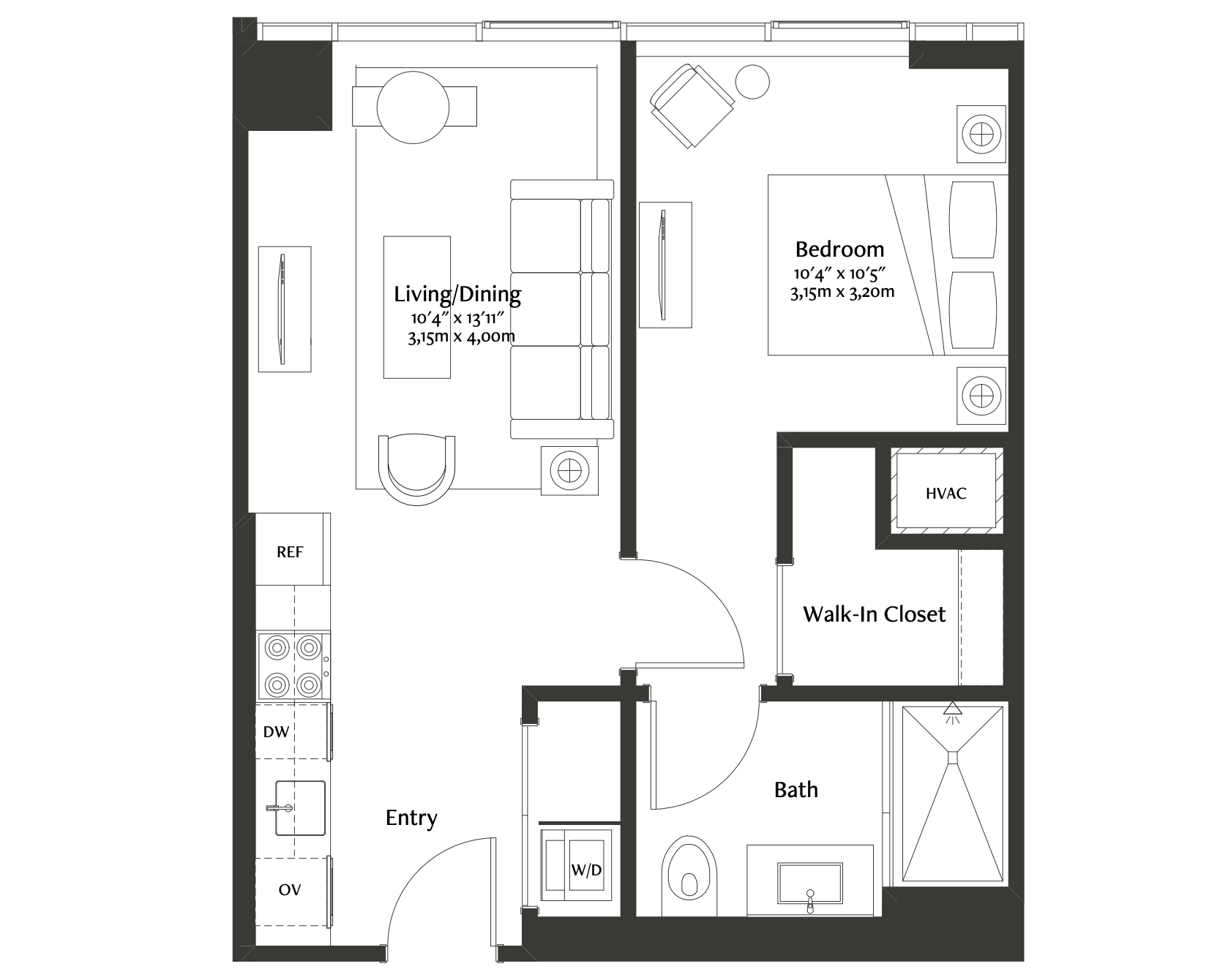 This one-of-a-kind one-bedroom residence boasts its own private terrace and floor-to-ceiling windows framing fabulous views of the city and bay. The open floor plan exudes modern luxury with a gourmet kitchen and herringbone hardwood floors with inset carpet. Additional features include a spacious, porcelain-tiled bath with custom finishes, an expansive bedroom with decorative light fixture, and a customizable walk-in closet with an integrated wall safe.   